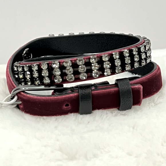 NWT Tory Burch CRYSTAL EMBELLISHED DOUBLE-WRAP VELVET BRACELET-- Imperial Garnet - Picture 4 of 11